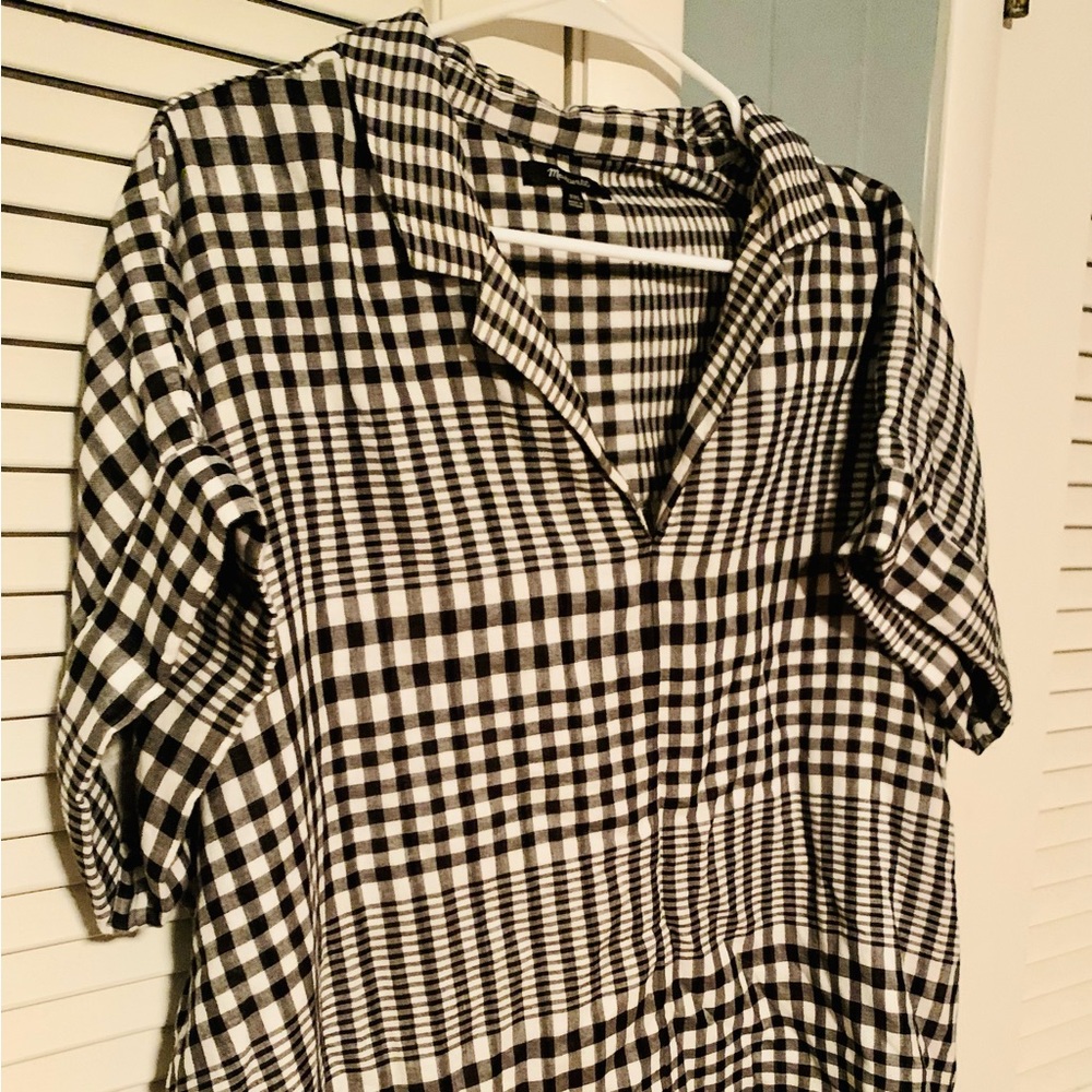 Madewell Black and White Plaid Shirt XXL